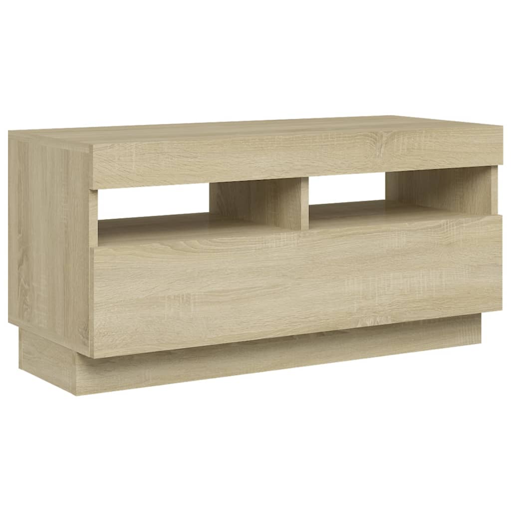 Meuble TV avec lumières LED Chêne Sonoma 80x35x40 cm