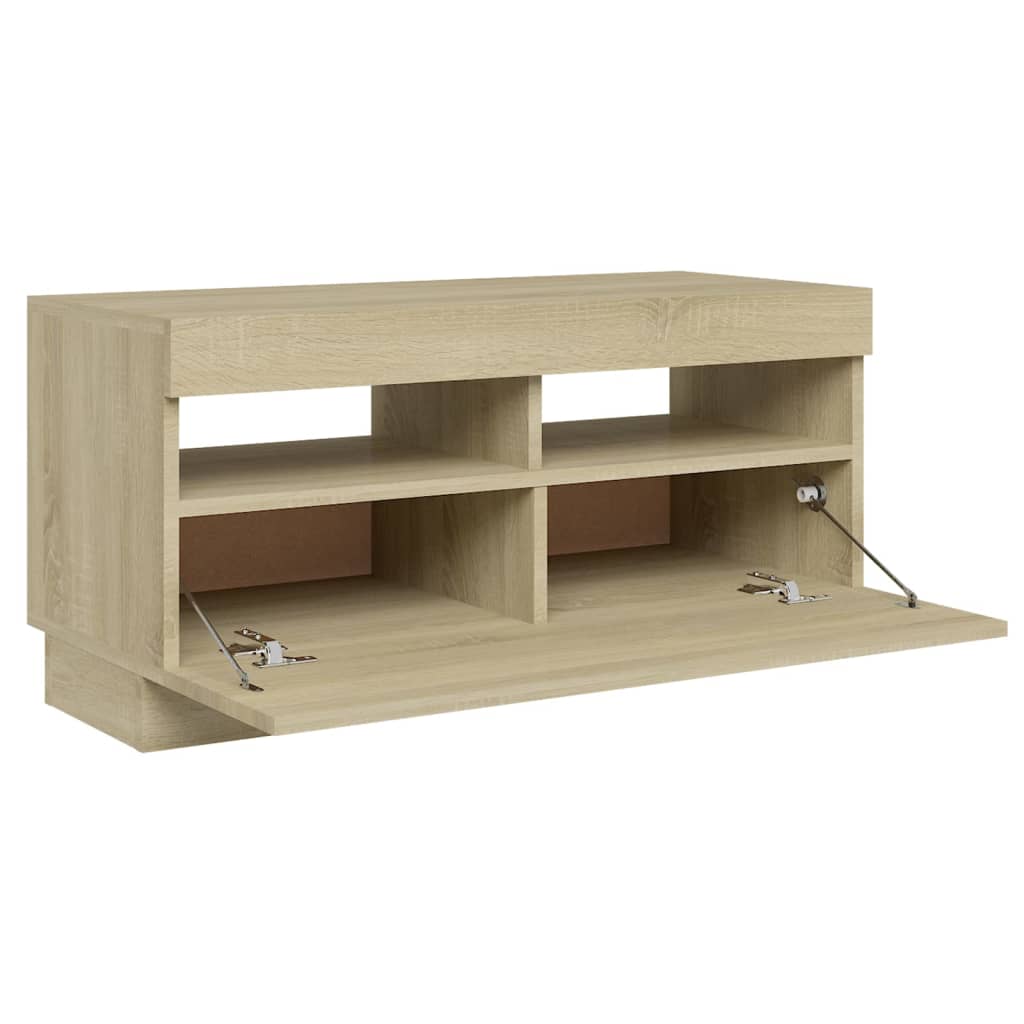 Meuble TV avec lumières LED Chêne Sonoma 80x35x40 cm