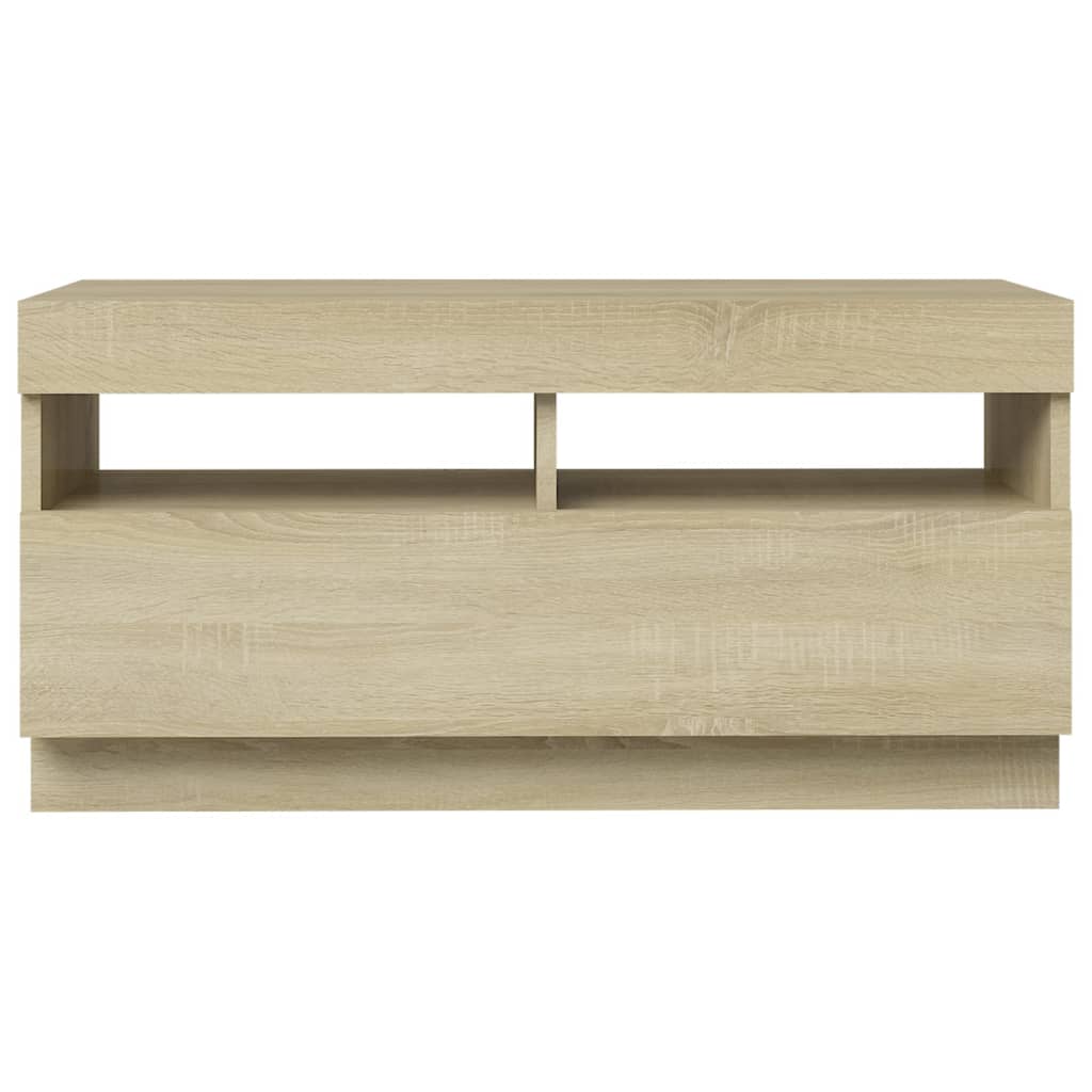 Meuble TV avec lumières LED Chêne Sonoma 80x35x40 cm