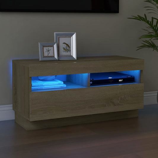 Meuble TV avec lumières LED Chêne Sonoma 80x35x40 cm