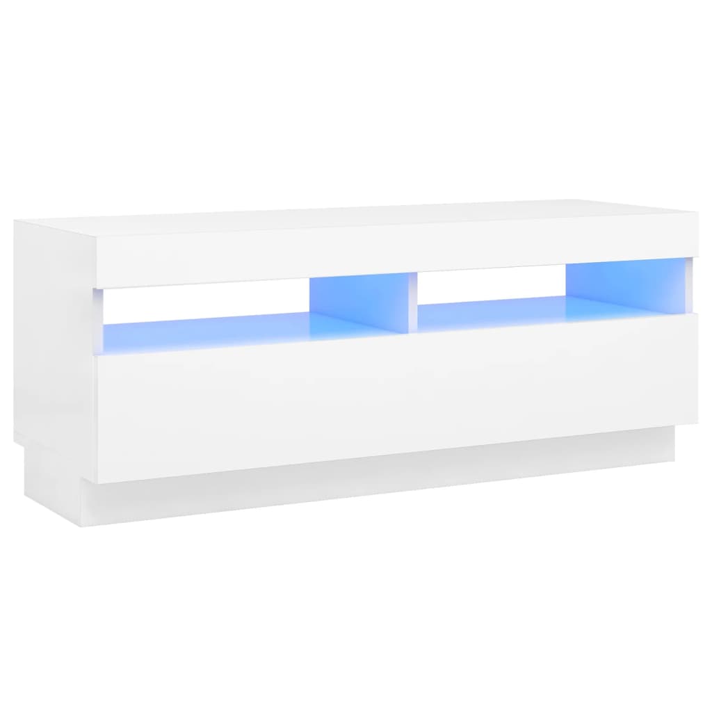 Meuble TV avec lumières LED blanc 100x35x40 cm