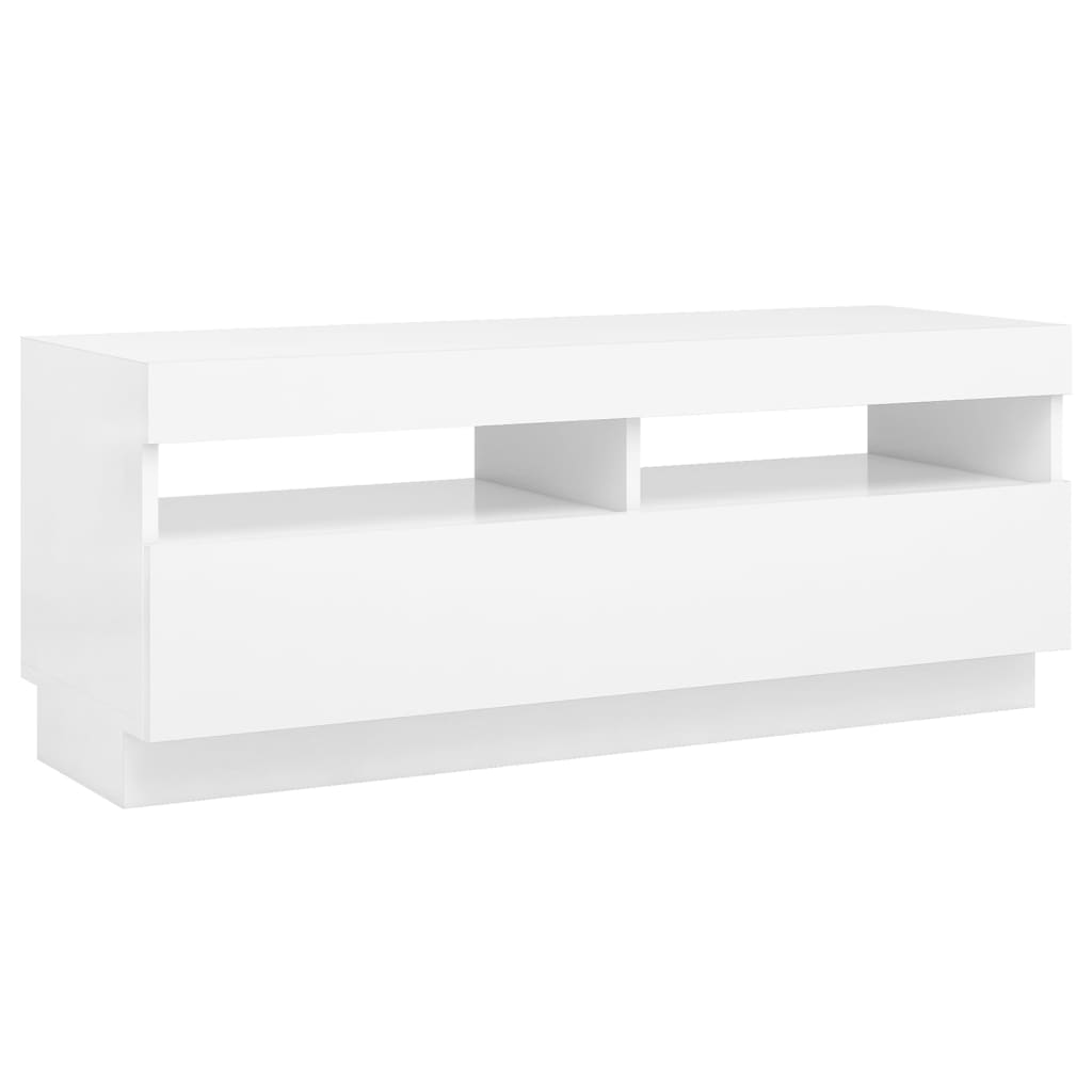 Meuble TV avec lumières LED blanc 100x35x40 cm
