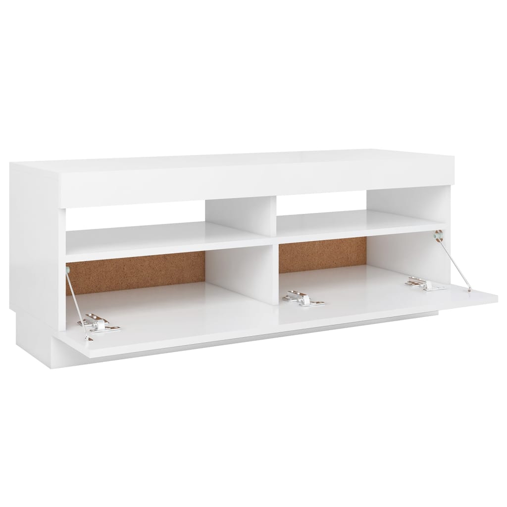 Meuble TV avec lumières LED blanc 100x35x40 cm