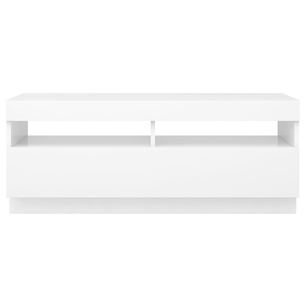 Meuble TV avec lumières LED blanc 100x35x40 cm