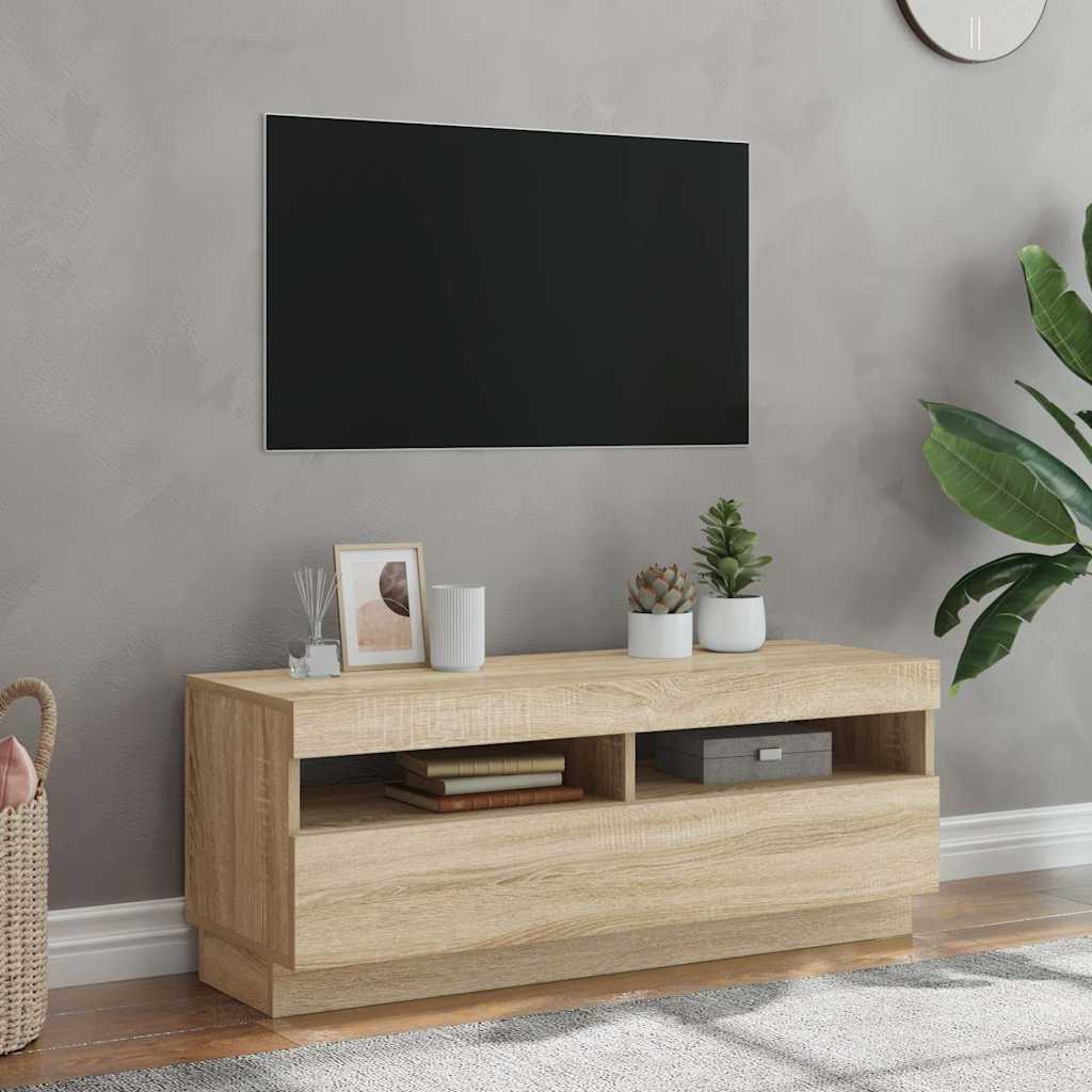 TV-Schrank mit LED-Leuchten Sonoma-Eiche 100x35x40 cm