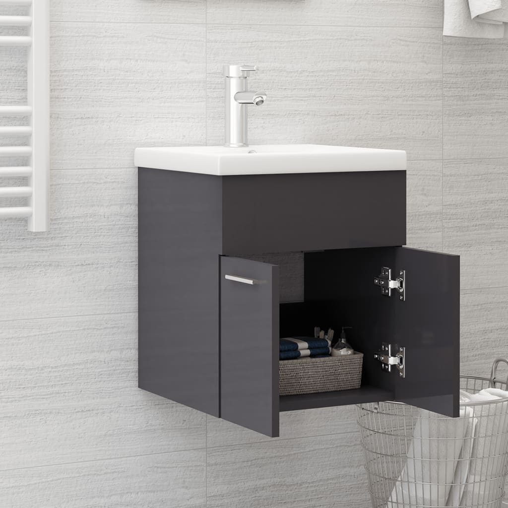 Meuble sous lavabo gris brillant 41x38,5x46cm