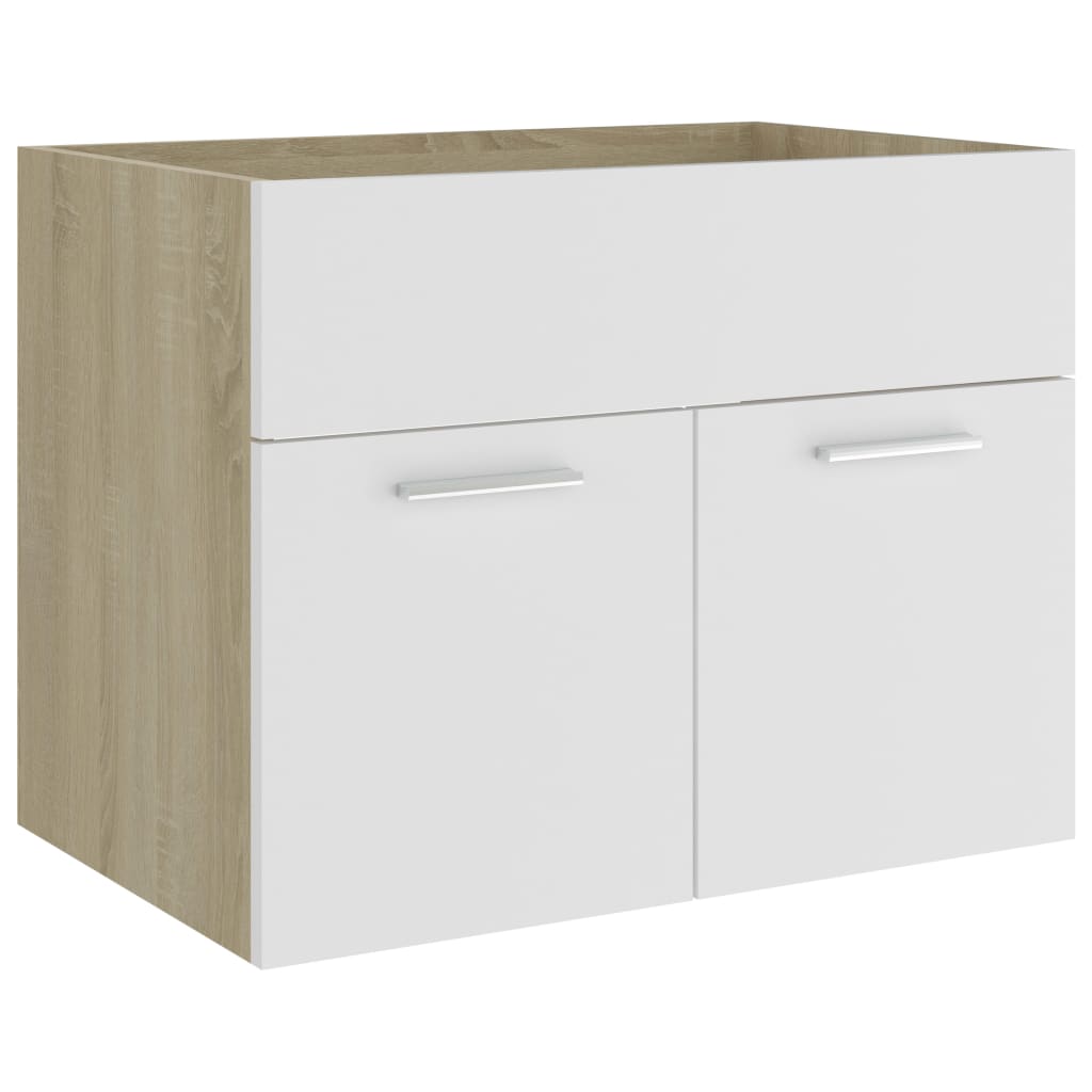 Waschbeckenunterschrank Weiß Sonoma-Eiche 60x38,5x46 cm
