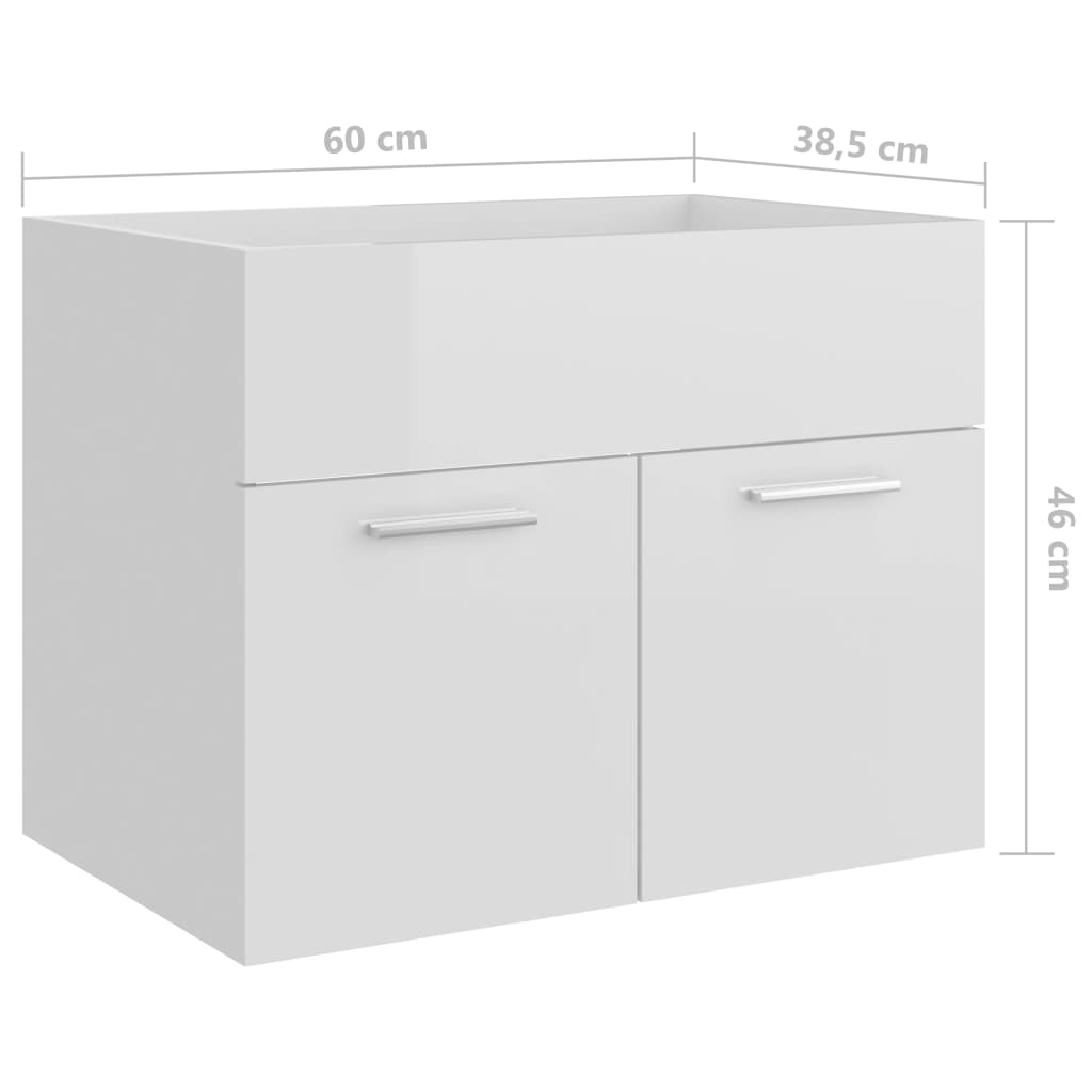 Waschbeckenunterschrank Hochglanz-Weiß 60x38,5x46cm