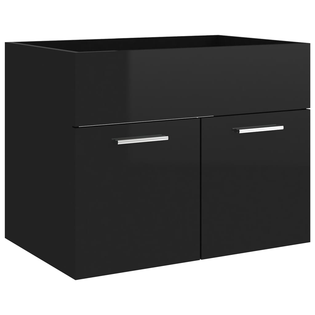 Waschbeckenunterschrank Hochglanz-Schwarz 60x38,5x46 cm