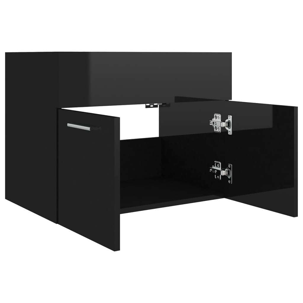 Waschbeckenunterschrank Hochglanz-Schwarz 60x38,5x46 cm