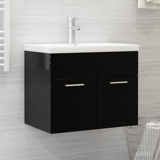 Waschbeckenunterschrank Hochglanz-Schwarz 60x38,5x46 cm