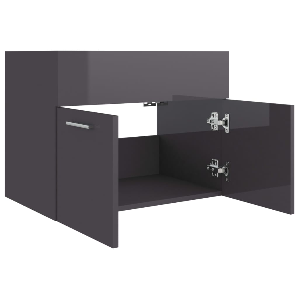 Waschbeckenunterschrank Hochglanz-Grau 60x38,5x46cm