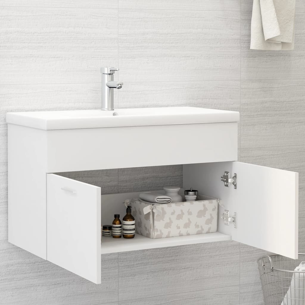 Meuble vasque blanc 80x38,5x46 cm en bois