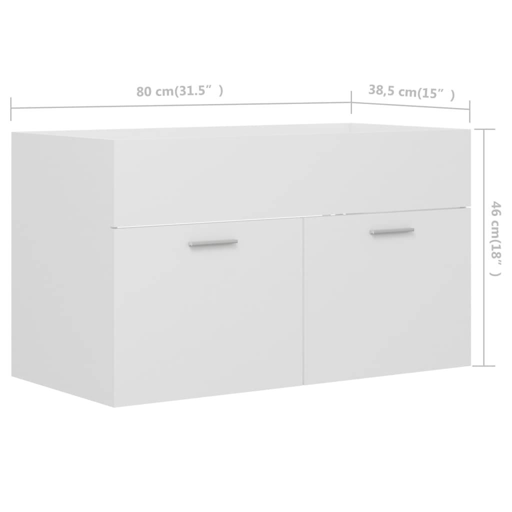 Meuble vasque blanc 80x38,5x46 cm en bois