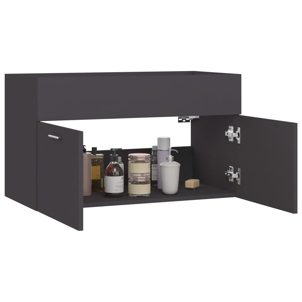 Waschbeckenunterschrank Grau 80x38,5x46 cm Holzwerkstoff