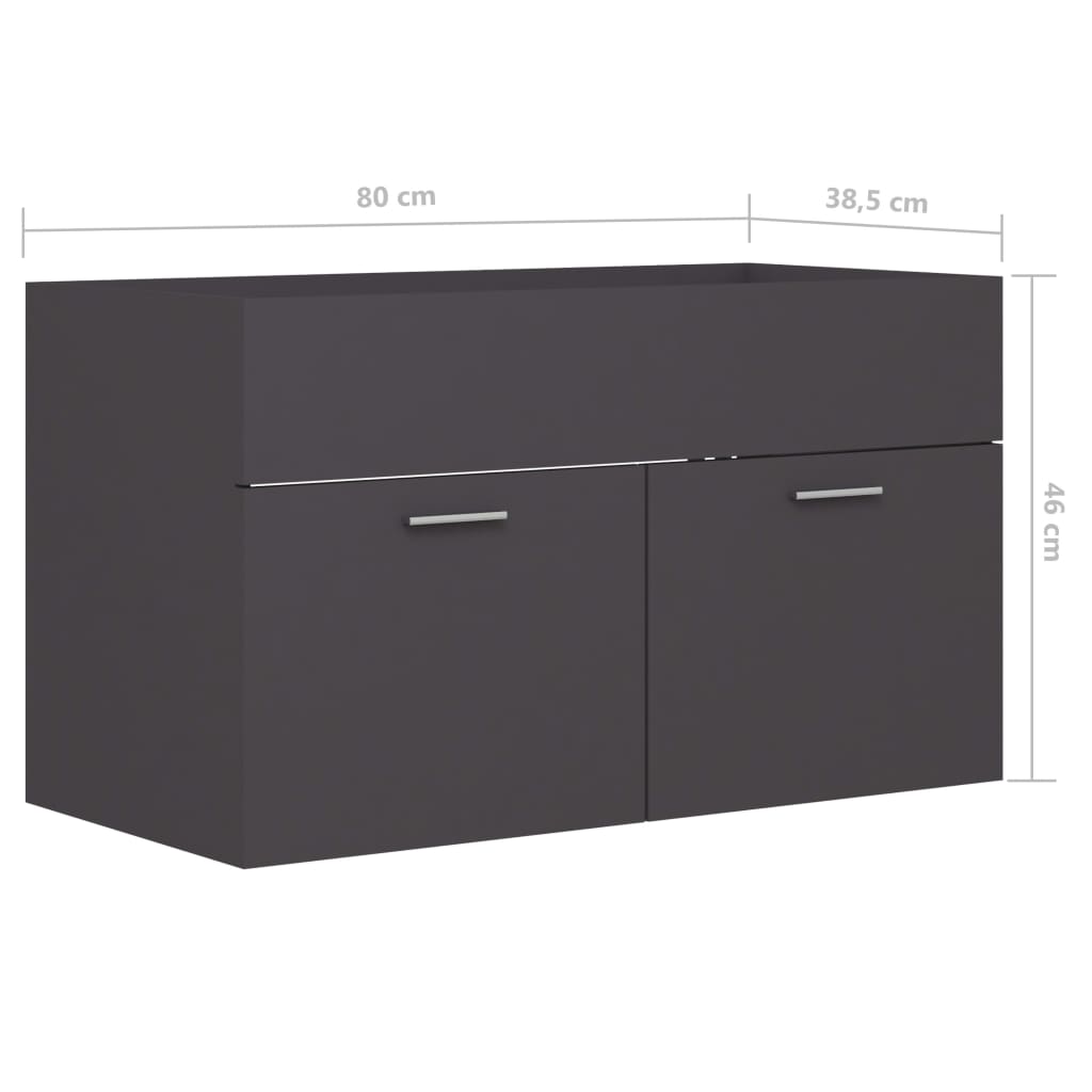 Waschbeckenunterschrank Grau 80x38,5x46 cm Holzwerkstoff