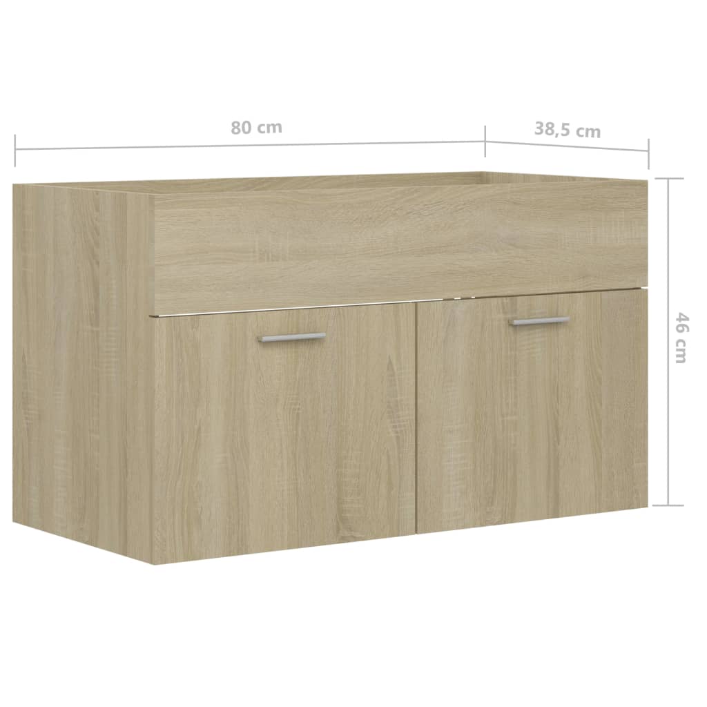 Waschbeckenunterschrank Sonoma-Eiche 80x38,5x46cm Holzwerkstoff