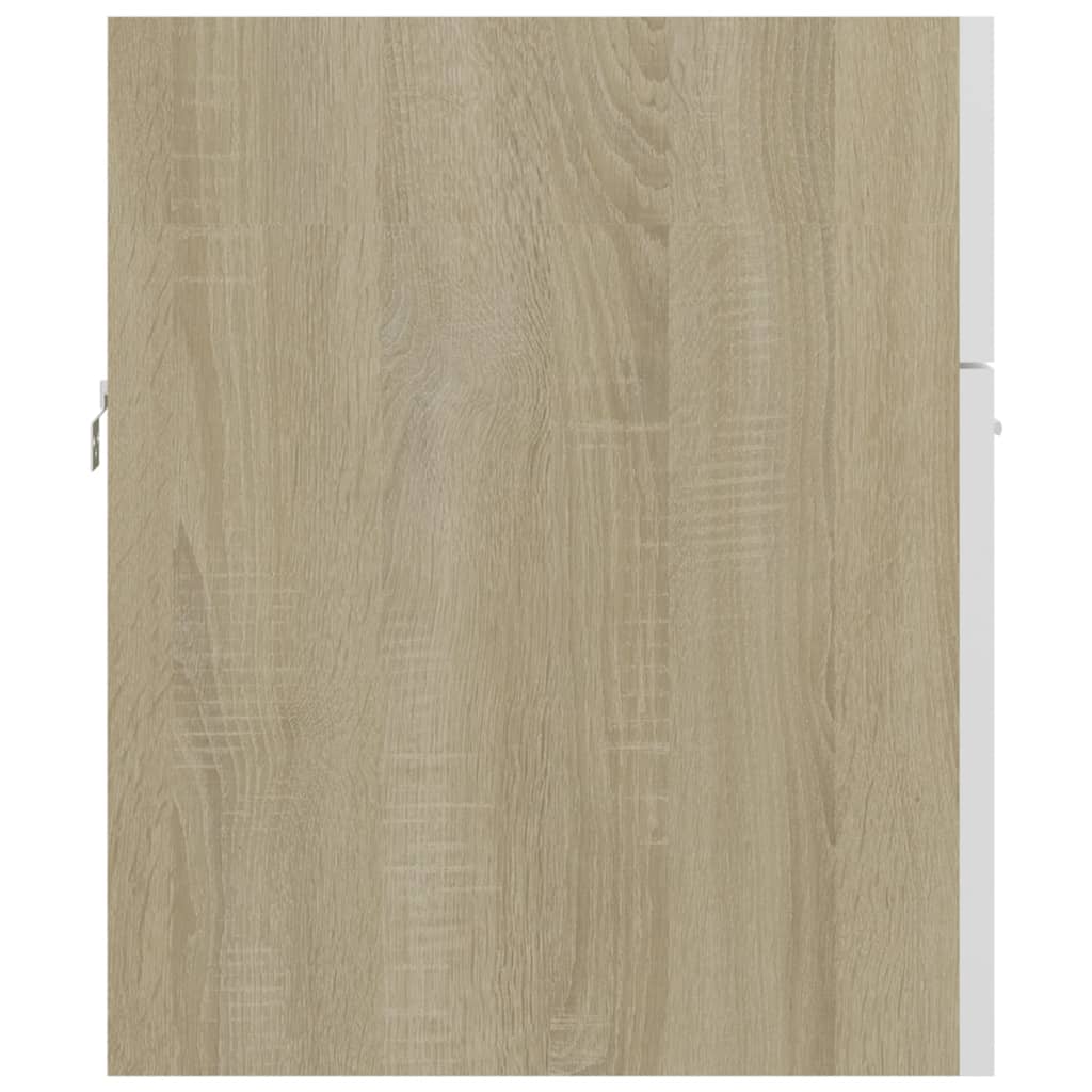 Waschbeckenunterschrank Weiß Sonoma-Eiche 80x38,5x46 cm