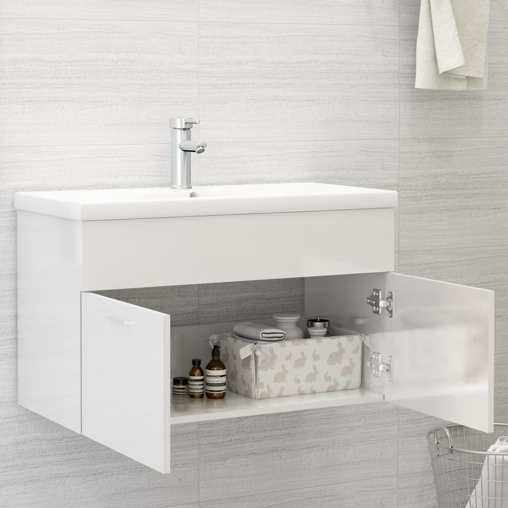 Meuble sous lavabo blanc brillant 80x38,5x46cm