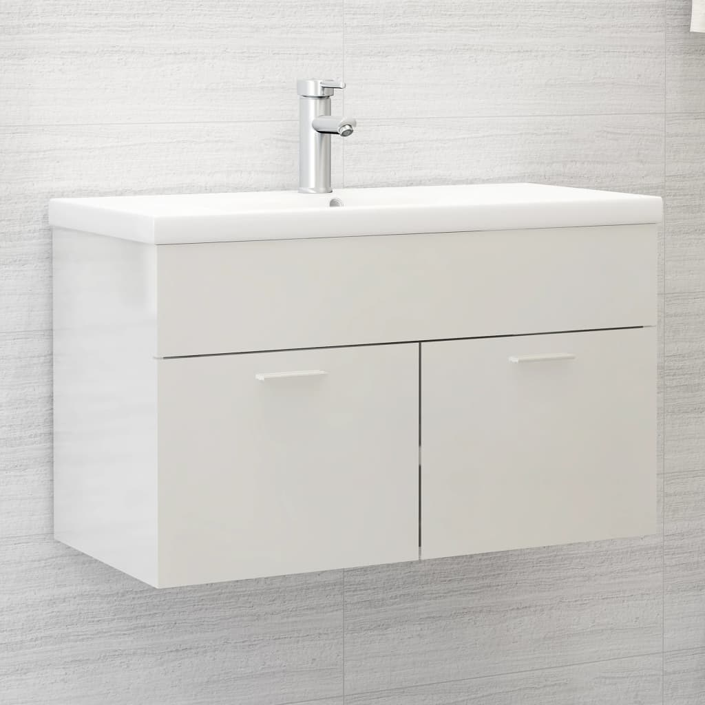 Meuble sous lavabo blanc brillant 80x38,5x46cm