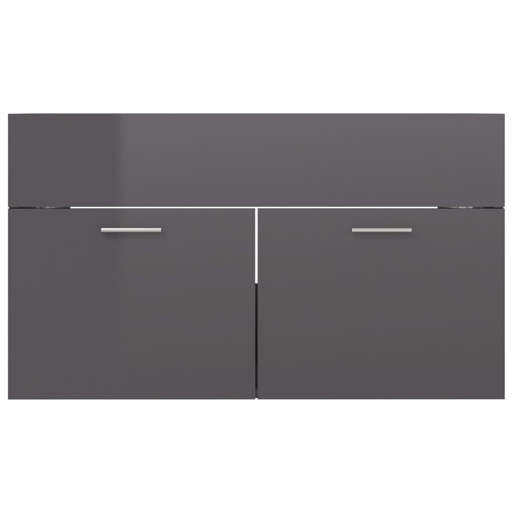Waschbeckenunterschrank Hochglanz-Grau 80x38,5x46cm