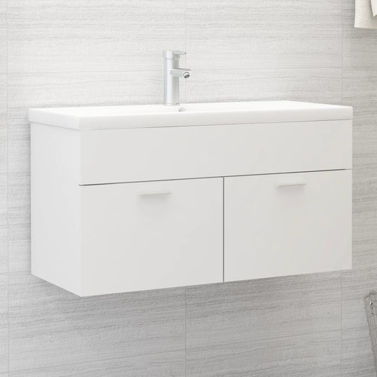 Meuble lavabo blanc 90x38,5x46 cm en bois