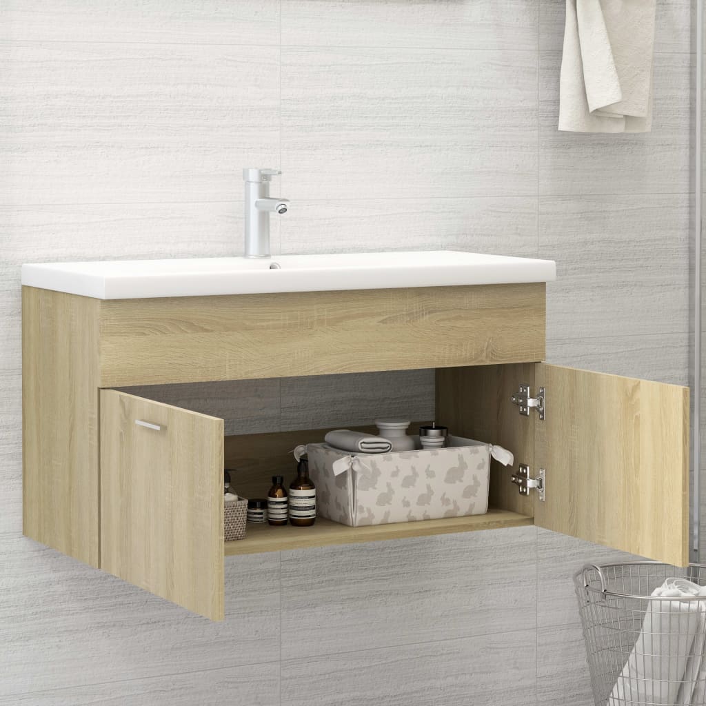 Meuble vasque chêne Sonoma 90x38,5x46cm matière bois