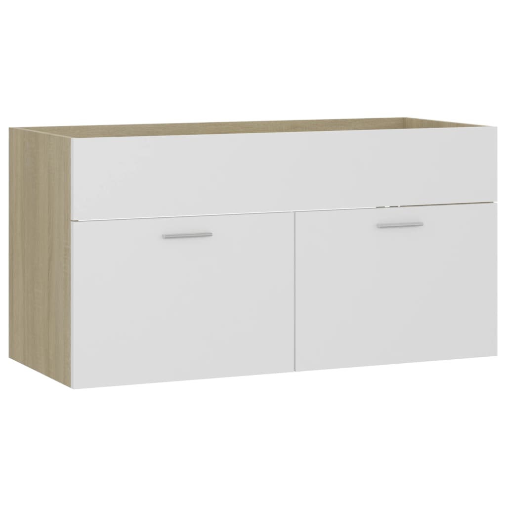 Meuble vasque chêne Sonoma blanc 90x38,5x46 cm