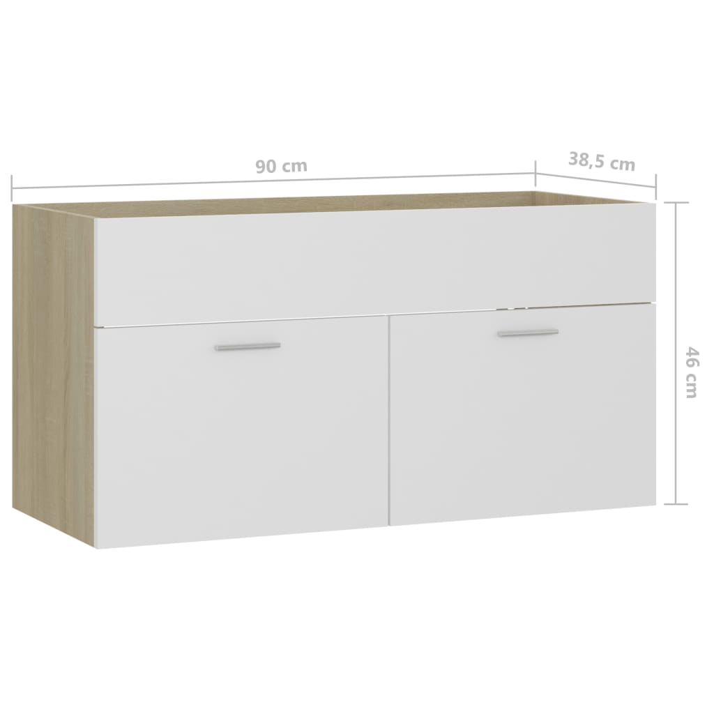 Meuble vasque chêne Sonoma blanc 90x38,5x46 cm