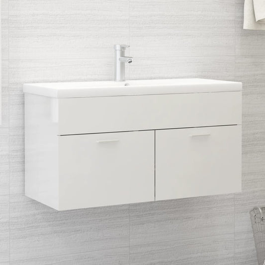 Meuble sous lavabo blanc brillant 90x38,5x46cm