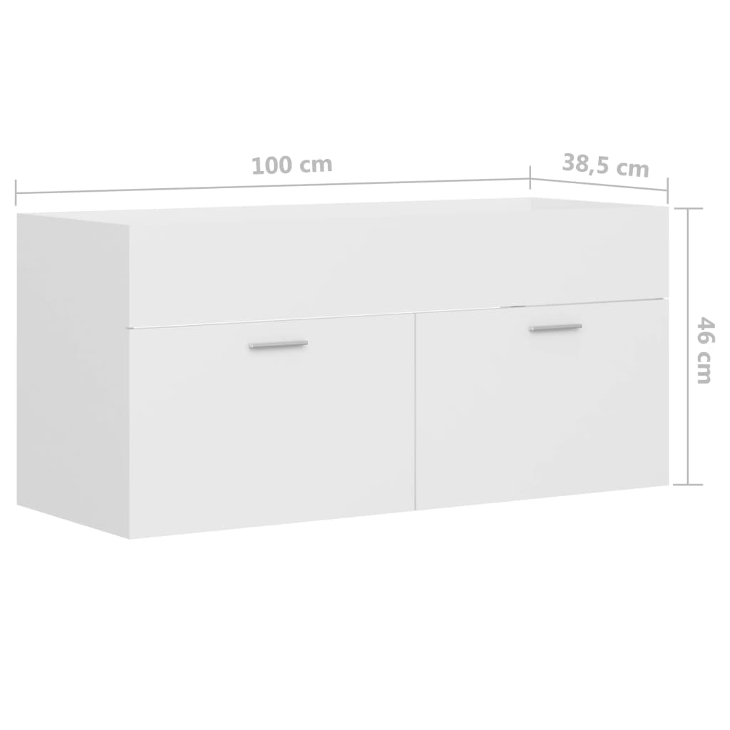 Waschbeckenunterschrank Weiß 100x38,5x46 cm Holzwerkstoff