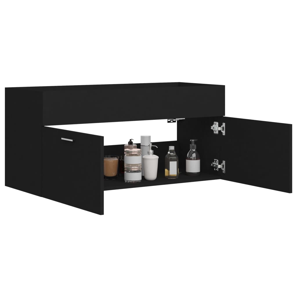 Waschbeckenunterschrank Schwarz 100x38,5x46 cm Holzwerkstoff