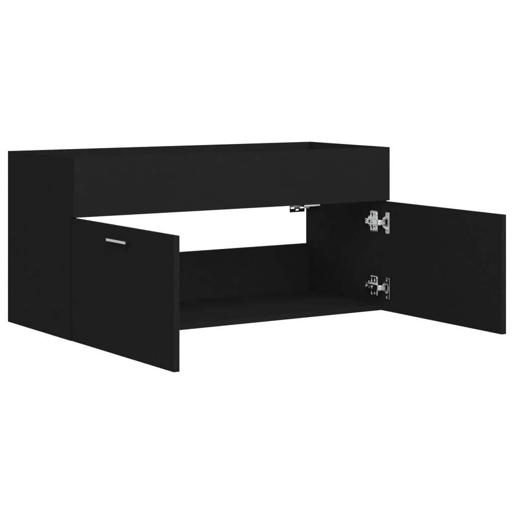 Waschbeckenunterschrank Schwarz 100x38,5x46 cm Holzwerkstoff