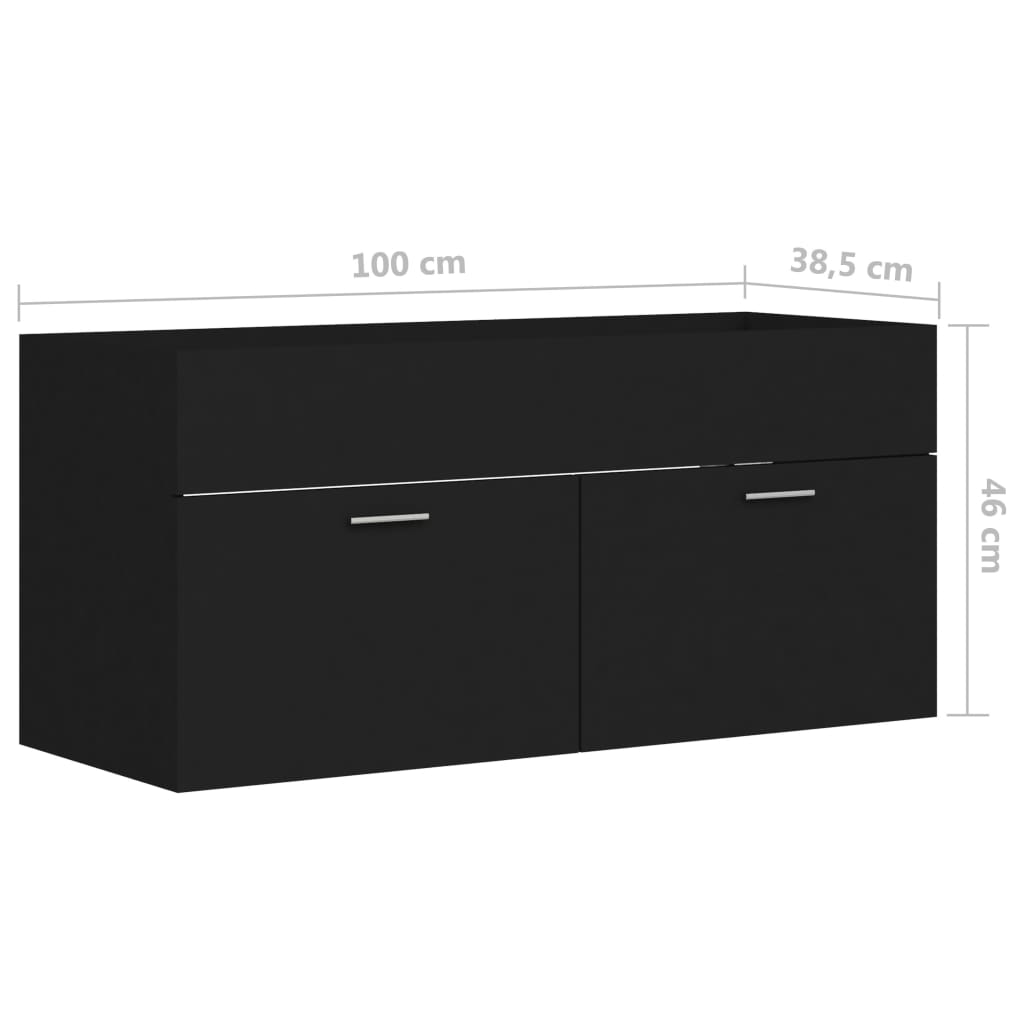 Waschbeckenunterschrank Schwarz 100x38,5x46 cm Holzwerkstoff
