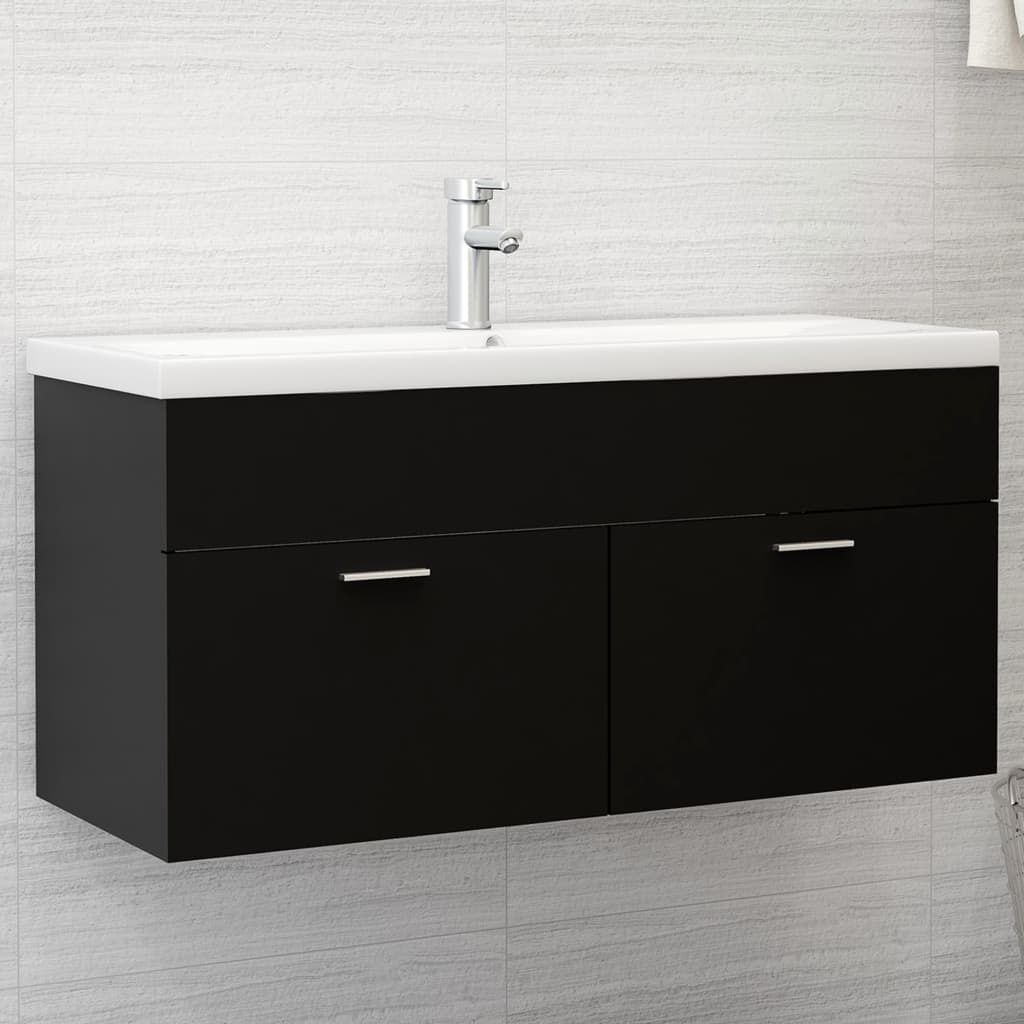 Waschbeckenunterschrank Schwarz 100x38,5x46 cm Holzwerkstoff