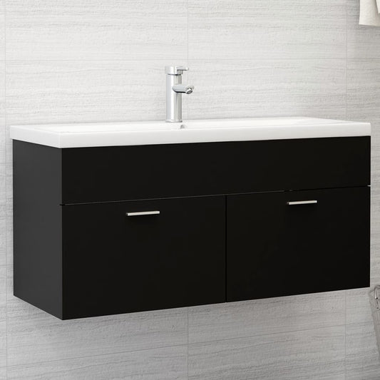 Waschbeckenunterschrank Schwarz 100x38,5x46 cm Holzwerkstoff
