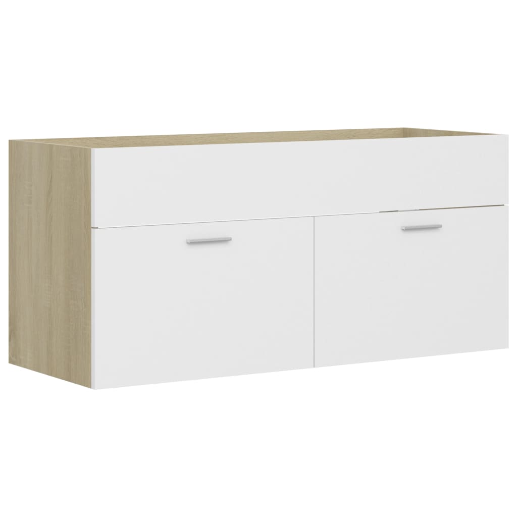 Meuble vasque chêne Sonoma blanc 100x38,5x46 cm