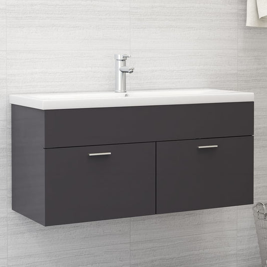 Waschbeckenunterschrank Hochglanz-Grau 100x38,5x46 cm