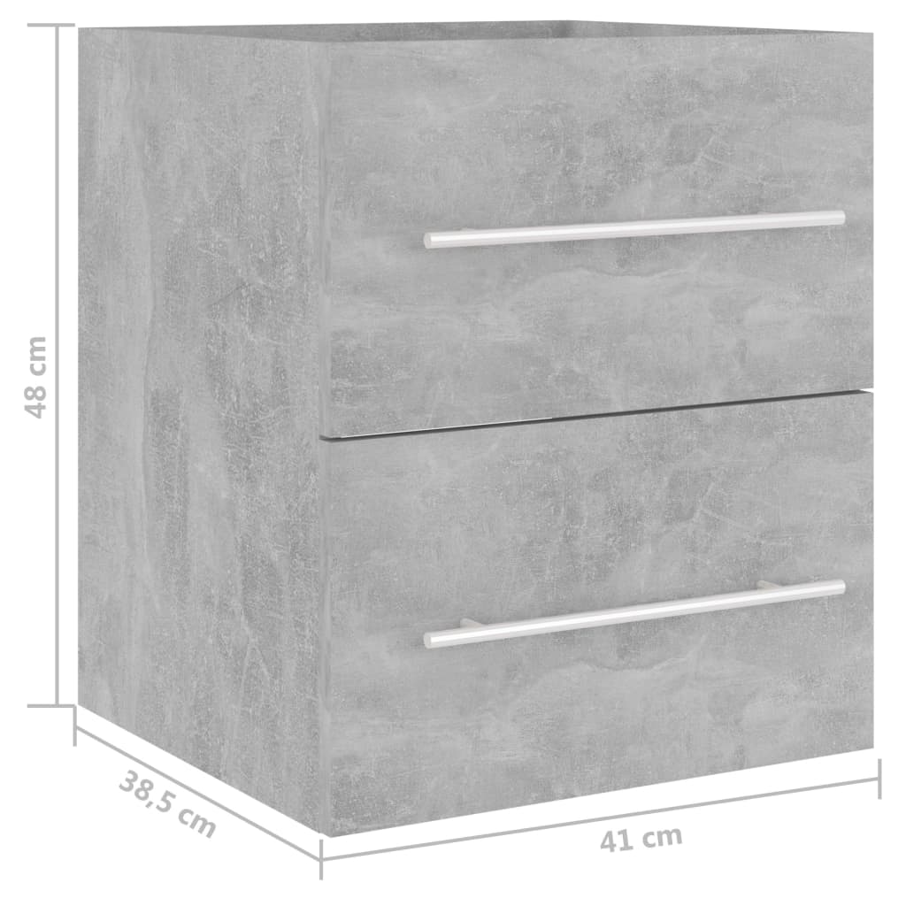 Meuble sous évier gris béton 41x38,5x48 cm en bois