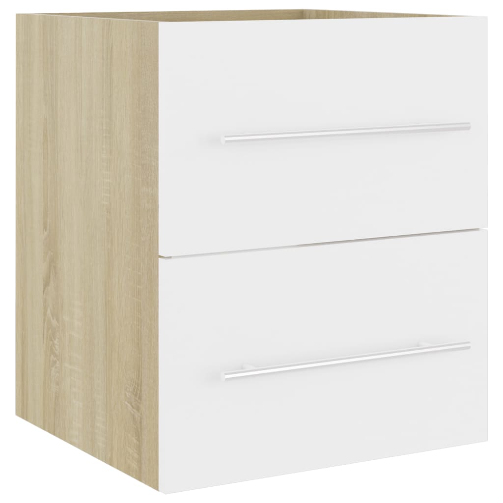 Waschbeckenunterschrank Weiß Sonoma-Eiche 41x38,5x48 cm