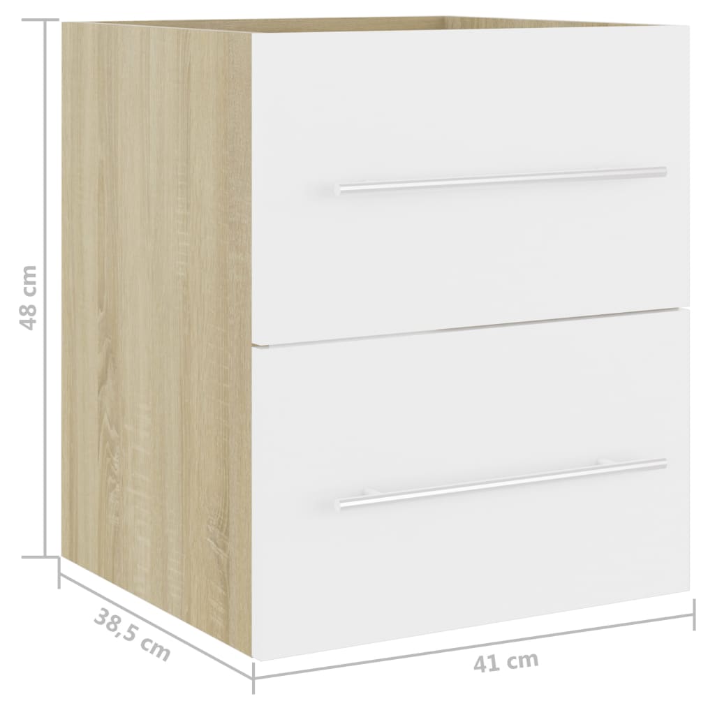 Waschbeckenunterschrank Weiß Sonoma-Eiche 41x38,5x48 cm