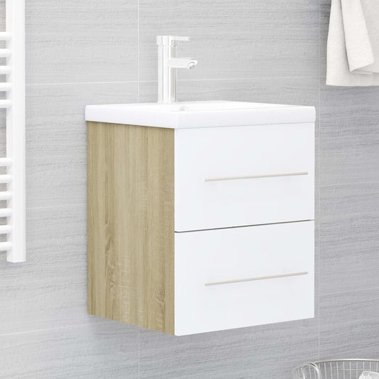 Waschbeckenunterschrank Weiß Sonoma-Eiche 41x38,5x48 cm