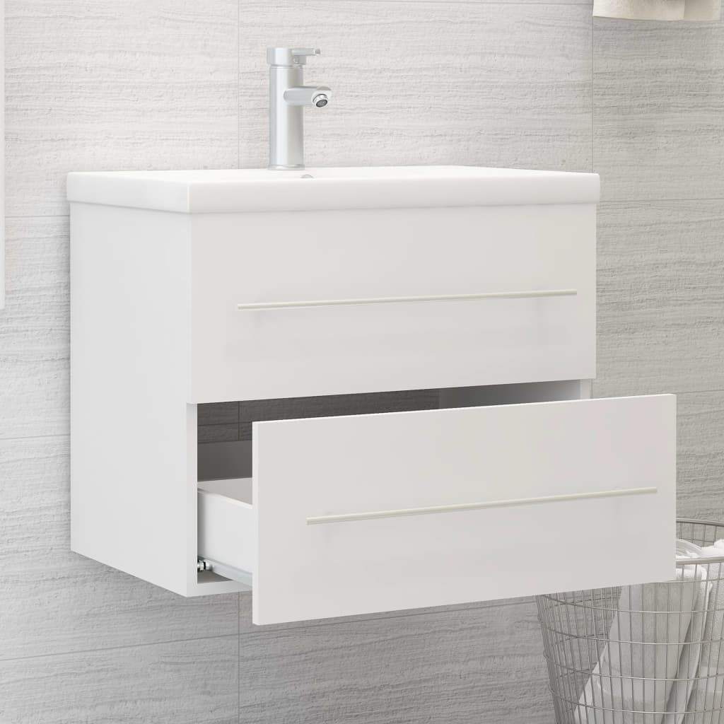 Meuble vasque blanc 60x38,5x48 cm en bois