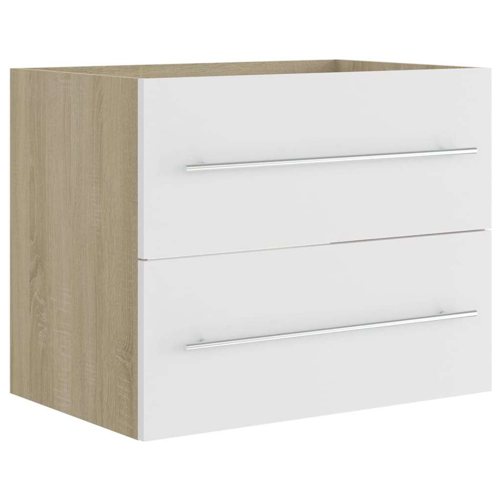 Waschbeckenunterschrank Weiß Sonoma-Eiche 60x38,5x48 cm