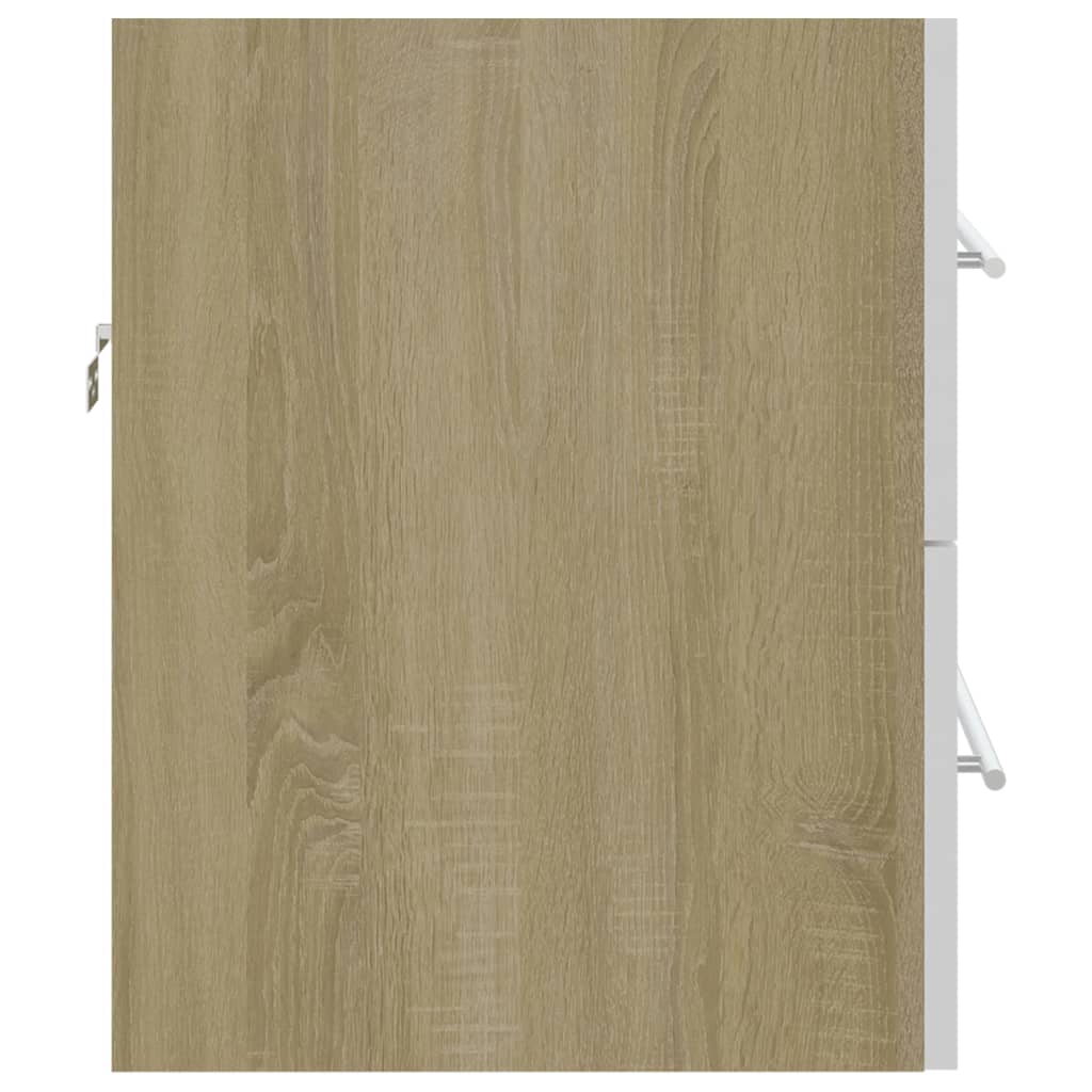 Waschbeckenunterschrank Weiß Sonoma-Eiche 60x38,5x48 cm