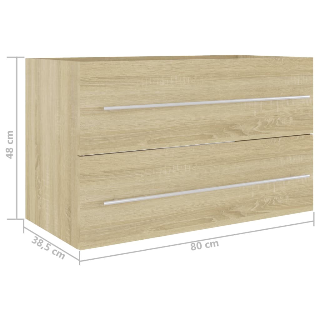 Waschbeckenunterschrank Sonoma-Eiche 80x38,5x48cm Holzwerkstoff