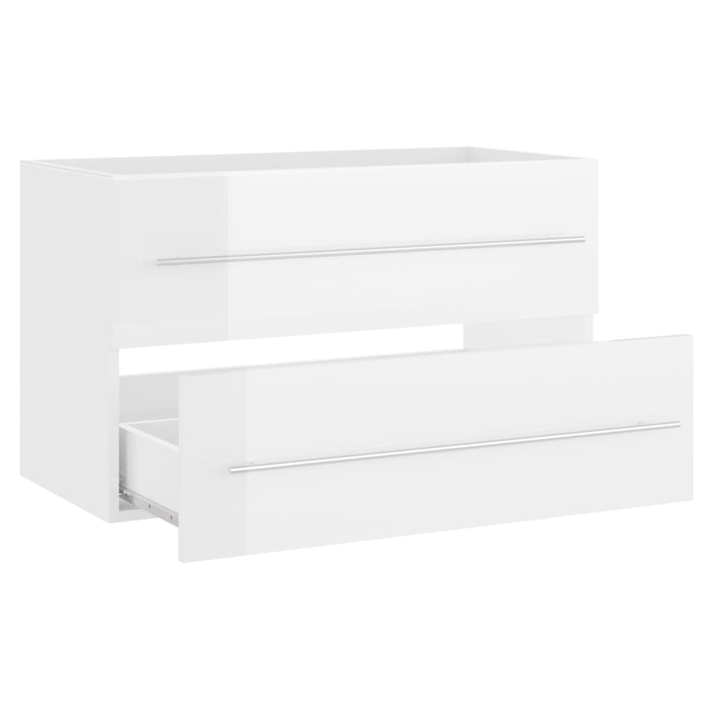 Waschbeckenunterschrank Hochglanz-Weiß 80x38,5x48 cm