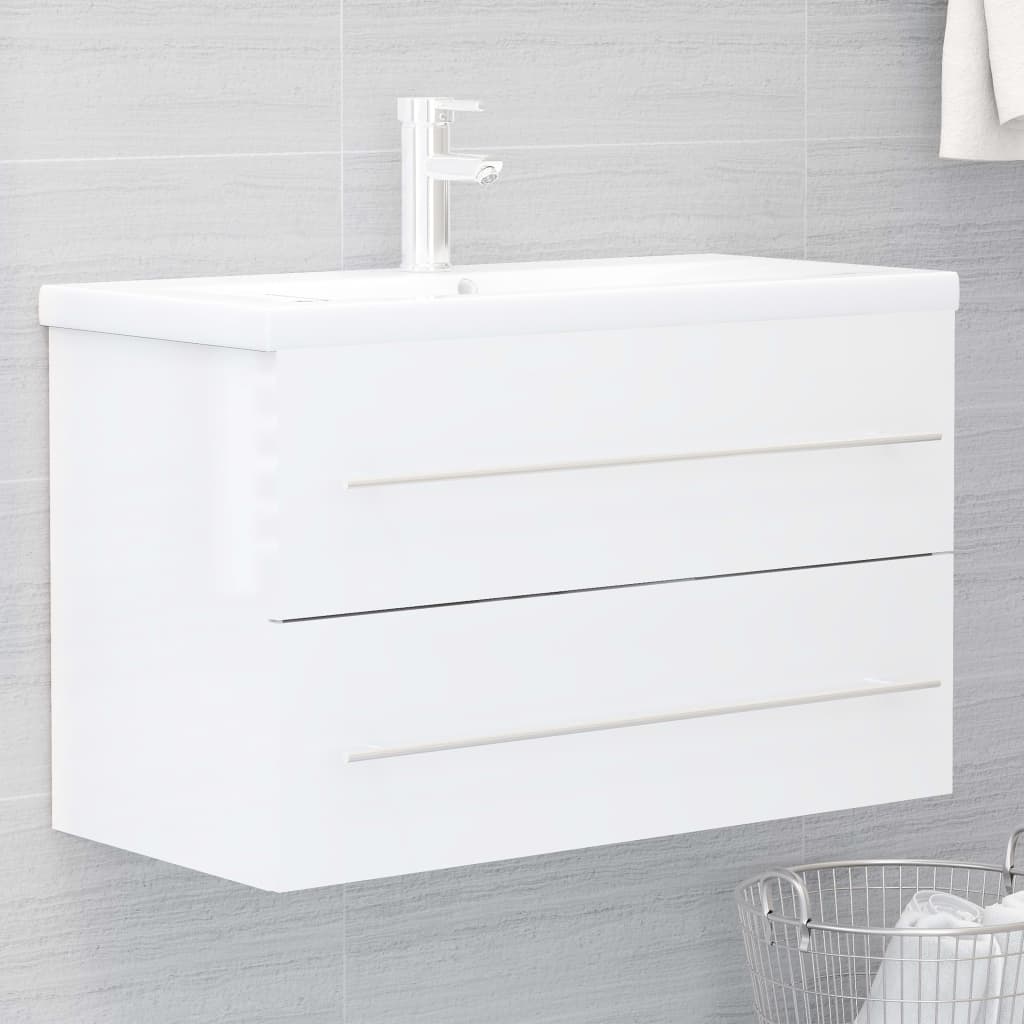Waschbeckenunterschrank Hochglanz-Weiß 80x38,5x48 cm