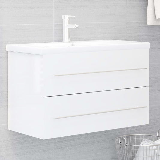 Waschbeckenunterschrank Hochglanz-Weiß 80x38,5x48 cm