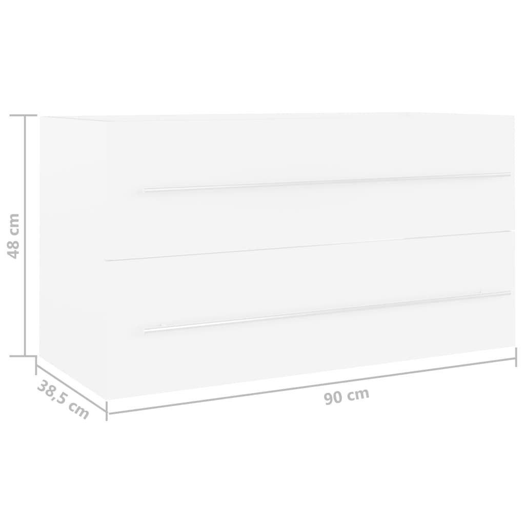 Waschbeckenunterschrank Weiß 90x38,5x48 cm Holzwerkstoff
